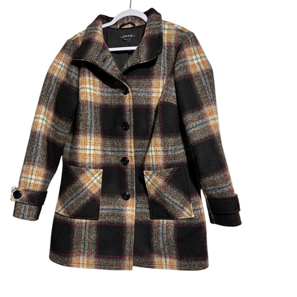 CHARLIE B Jackets & Blazers - Charlie B Plaid Women's Coat - Black and Brown Wool Blend Size Small